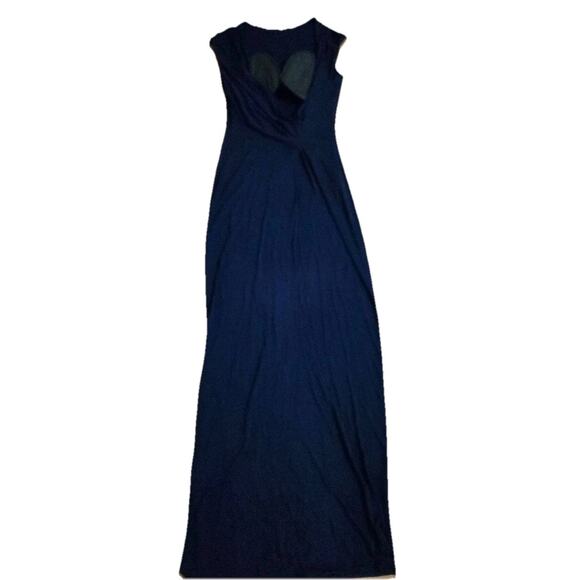 Halston Giovanna Gown In Matte Jersey Navy Maxi Dress Women Size 6 A001291 - Picture 7 of 11